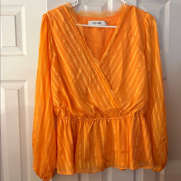 DO+BE Tops - DO+BE Women's Vibrant Orange Striped Blouse